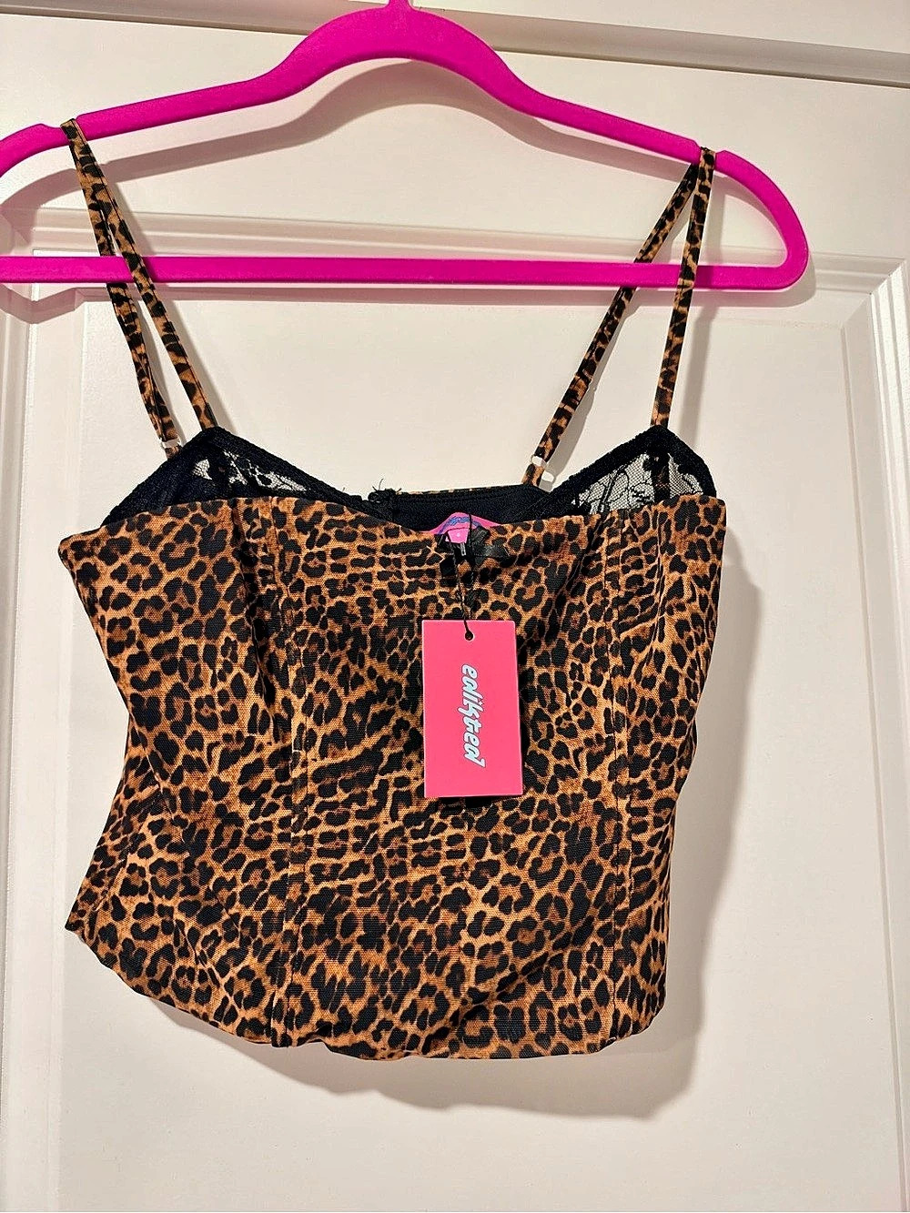 edikted Edin Leopard Print Mesh Bra Top Size Small NWT